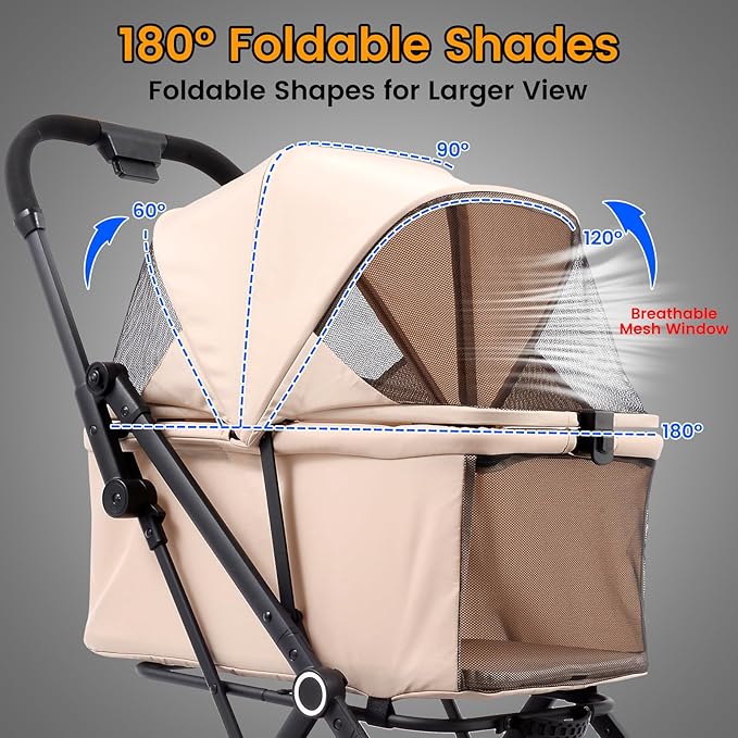 Foldable Dog Stroller - Lightweight Pet Stroller with One-Step Folding, No Assembly Required for Walking, Travel & Shopping, Perfect for Small Dogs, Senior Pets & Cats-PawvioPets