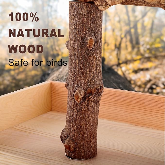 Bird Perch, Portable Tabletop Bird Stand, Training Play T Shaped Stand for Parrot Parakeet Cockatiels Conures Budgies Finch Lovebirds-PawvioPets