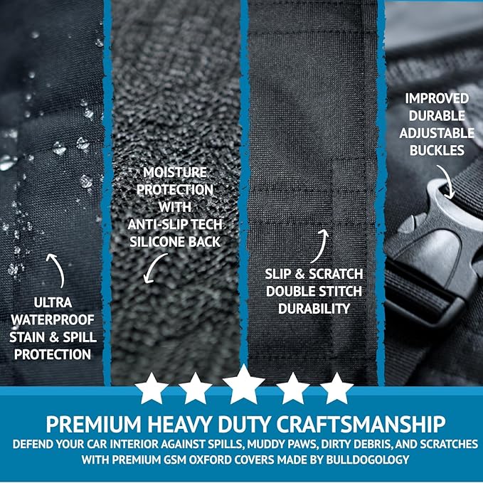 Bulldogology Cargo Liner for SUV - Heavy Duty Pet Trunk Liner Cargo Cover - Waterproof Cargo Cover for Dogs Hair, Muddy Paws - Protector Cargo Mats for Back of SUV (X-Large, Black)-PawvioPets