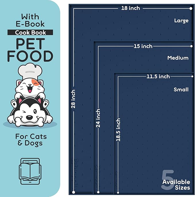 Dog Food Mat - 28x18” Large Silicone Stove Top Protector, Silicone Pet Feeding Mat, Raised Edges Dog Mat for Food and Water Prevent Spill, Waterproof Cat Placemats Protect Floors, Easy Clean Bowl-PawvioPets