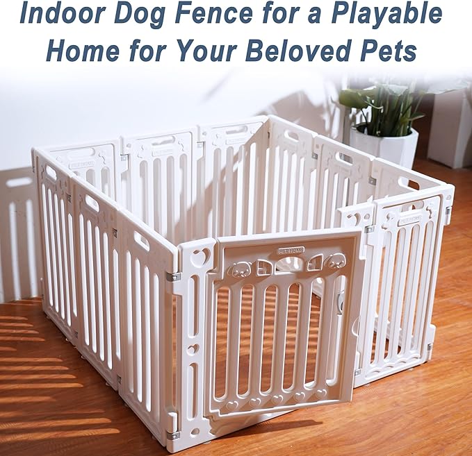 Dog Playpen with Door, DIY Shape Combination Puppy Pen,25.5" H 10-Panel Dog Fence,Non-Slip & Secure Pet Gate, Easy to Assemble(Standard Room)-PawvioPets