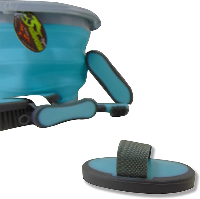Collapsible Grooming Kit 10 Liter Bucket and 5 Grooming Tools by Southwestern Equine (Turquoise)-PawvioPets