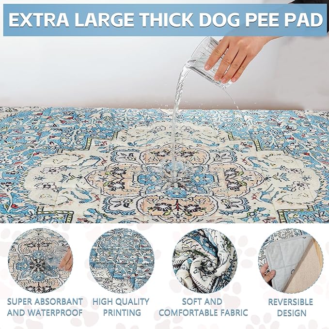Extra Large Washable Pee Pads for Dogs (72"x72"), Upgrade Reusable Puppy Pads with Non-Slip Rug Pad, Super Thickening Absorbent Leakproof Dog Traning Pads Whelping Pad for Dogs, Doggie-PawvioPets