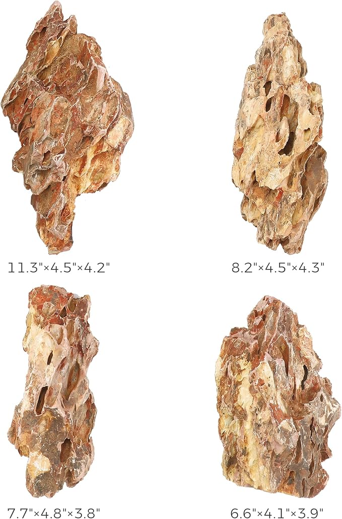 6-8 Inches Natural Dragon Stone 4 PCS Aquarium Rocks for Aquascaping, Aquarium Landscaping, Terrariums, Fish Tank Decoration, Vivariums, Paludarium, Reptile and Amphibian Enclosures-PawvioPets