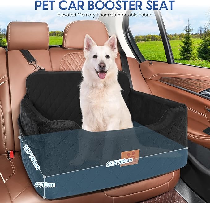 Dog Car Seat for Medium/Large Dogs,Dog Booster Seat for Dog Under 50lbs or 2 Small Dogs, Detachable and Washable Pet Car Seat,Multi-Functional Travel Dog Bed & Dog Sofa(Black)-PawvioPets