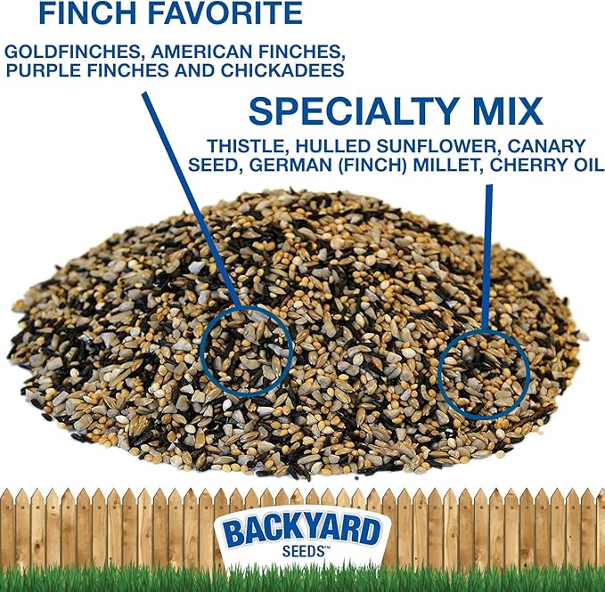 CountryMax Backyard Seeds Finch & Small Songbird Frenzy Wild Bird Seed Mix – 5 lb Bag | Premium Blend with Nyjer, Millet, Sunflower Chips | Attracts Goldfinches, House Finches, Chickadees-PawvioPets