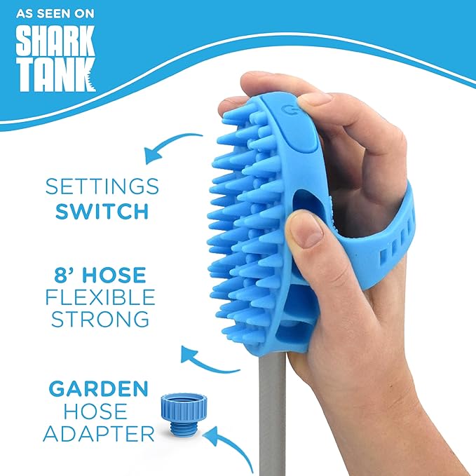Aquapaw Dog Bath Brush Pro & Dog Shower Attachment - Large Silicone Rubber - Sprayer & Scrubber in One with 8ft Hose Attachment & Shower Wand for Bathing - Pet Bath Supplies-PawvioPets
