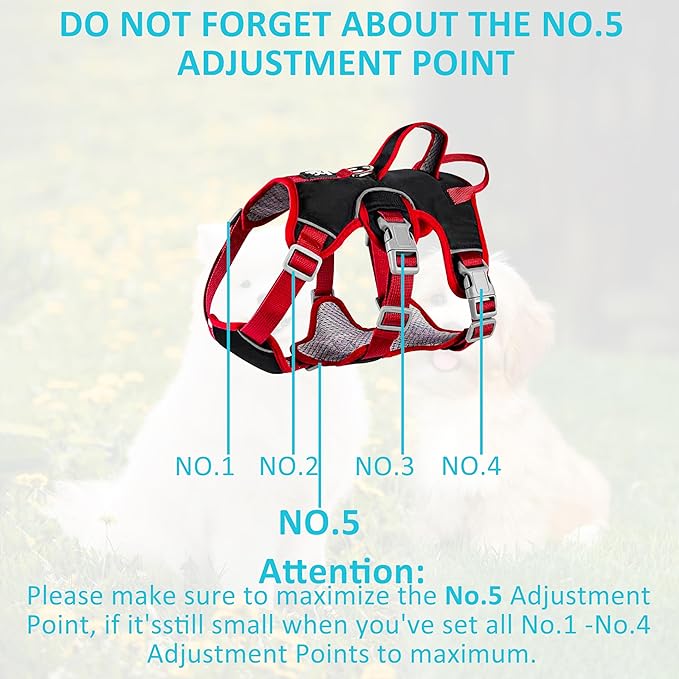 Escape Proof Dog Harness, No Pull Reflective Adjustable Vest with Easy Control Lift Handle, No Choke Soft Padded Breathable Full Body Pet Harness for Walking Hiking and Training (Red, Small)-PawvioPets