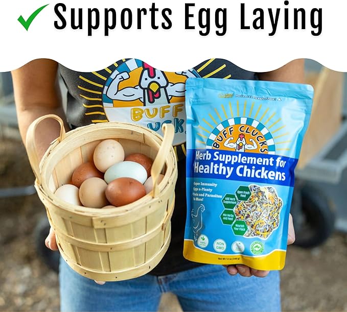 BuffClucks Herb Supplement for Backyard Chickens - Natural Chicken Treats, Poultry Feed Botanical Mix, Plant-Based Coop Snacks for Daily Wellness, Feather Quality, Egg Production, USA (20 LB)-PawvioPets