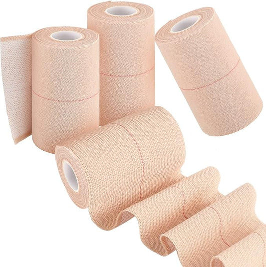 4 Rolls Elastic Tape Adhesive Elastic Tape Self Adhesive Bandage Wrap Flexible Stretch Bandages for Sports Ankle, Knee and Wrist Sprains Animal Pets, 5 Yard (3 Inch in Width)-PawvioPets