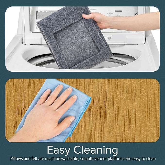 Ascentials - Grand Suite Cat Scratcher Playground - Tall Cat Tower Playground Structure, Sisal Scratching Areas, Grey Felt, Bamboo Veneer w/Linen & Velvet Surface Areas-PawvioPets