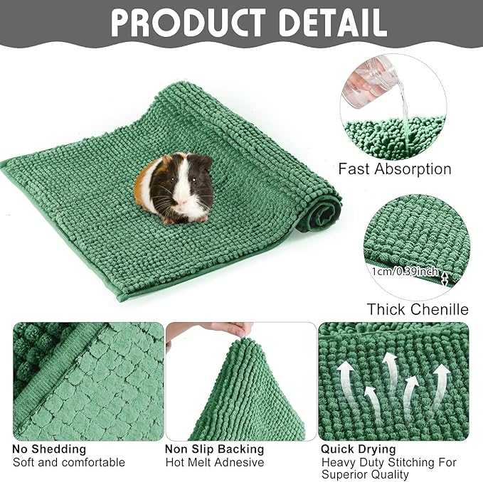 Amylove 4 Pcs Guinea Pig Cage Liner Guinea Pig Bedding Washable Fleece Pee Pads Reusable Small Animals Training Mat Small Animal Sleeping Bed for Bunny Hamster(Mixed Colors,16 x 24 Inch)-PawvioPets