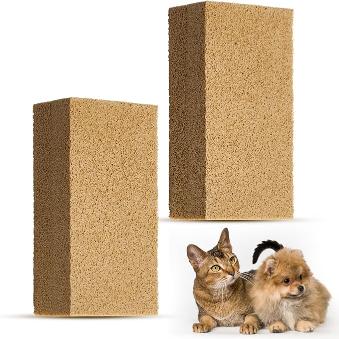 2 Pack Pet Hair Remover Sponge Cat and Dog Hair Sponge Rubber Pet Fur Lifter Removal Tool, Remove from Furniture, Carpet, Bedding, Clothing, 6.26 x 3.28 x 1.89 Inch-PawvioPets