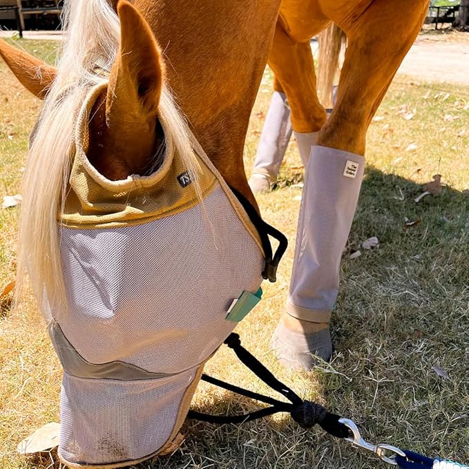 Fly Masks for Horses, 70% Uv-Block, Breathable Fly Mask for Equines, Durable, Comfortable Fit for All-Day Protection, Horse Size (Horse Fly Mask, with Nose)-PawvioPets