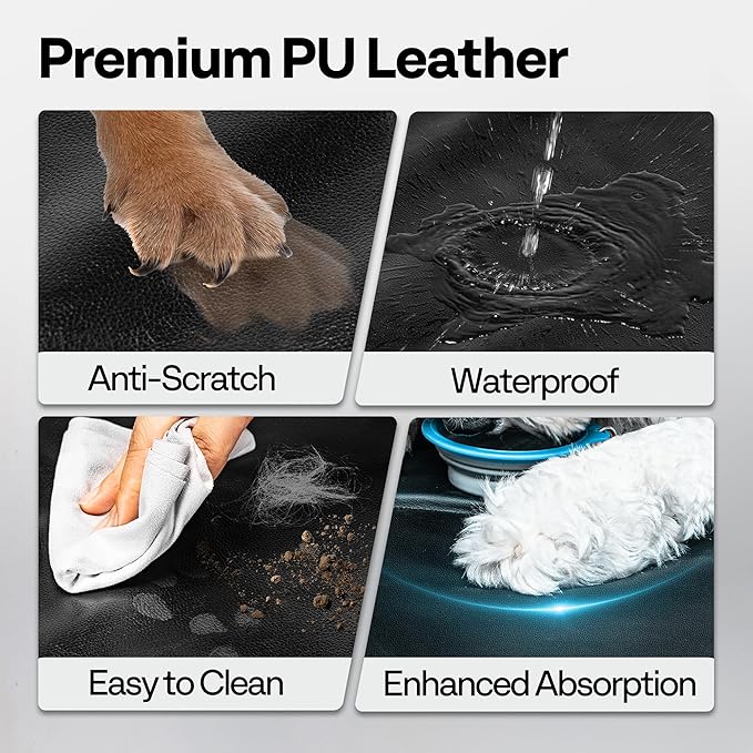 Dog Car Seat Cover for Back Seat 53", Upgraded PU Leather Back Seat Extender with Hard Bottom Holds 400LBS, Waterproof Anti-Scratch, Backseat Cover for Dogs in Car, SUV & Small Truck-PawvioPets