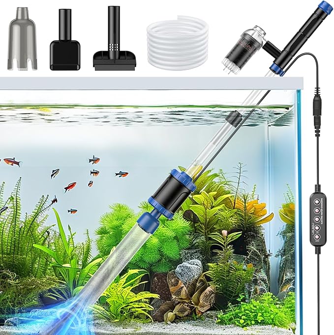 Electric Aquarium Vacuum Gravel Cleaner: 36W Fish Tank Cleaner Vacuum with Strong Suction for Water Change Wash Sand Algae Cleaner Water Shower and Water Circulation, Timed Off-PawvioPets