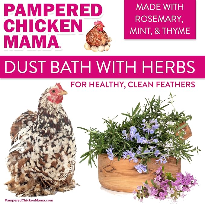 20.5 lb Pampered Chicken Mama Dust Bath with Organic Herbs & Essential Oils for Chickens, Quail, & Poultry | Dust Bath for Chickens to Keep Feathers Clean & Healthy-PawvioPets
