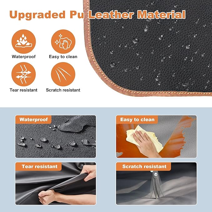 Dog Car Seat Cover for Back Seat, Waterproof PU Leather Bench Seat Covers for Trucks Ford F 150/Ram 1500/Chevy Silverado/GMC Covers, Non-Slip Back seat Pet Cover for Dogs in Car, Easy to Use and Clean-PawvioPets