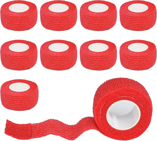 9 Pack 1" x 5 Yards Self Adhesive Bandage Wrap Self Stick Wrap for Ankle, Wrist, Finger, Sports, Breathable Cohesive Vet Tape for Pets (Red)-PawvioPets