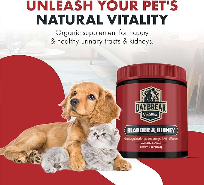 Bladder and Kidney Relief for Dogs & Cats by Daybreak Nutrition | Powder Cranberry Supplement for Dogs and Cat for UTI Treatment & Urinary Support | Dog & Cat Urinary Tract Infection Remedy Supplement-PawvioPets