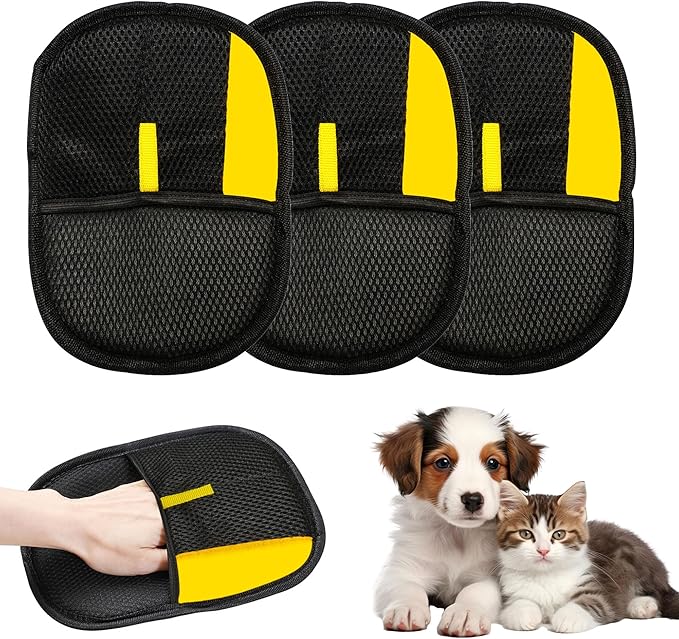3Pcs Electrostatic Gloves Pet Hair Removal, 2025 Thickened Pet Hair Remover Glove, Washable Reusable Dog Cats Hair Gloves for Furniture Bed Sheets Couch Clothes Carpet Car Seat-PawvioPets