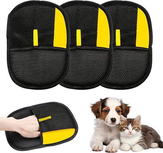 3Pcs Electrostatic Gloves Pet Hair Removal, 2025 Thickened Pet Hair Remover Glove, Washable Reusable Dog Cats Hair Gloves for Furniture Bed Sheets Couch Clothes Carpet Car Seat-PawvioPets