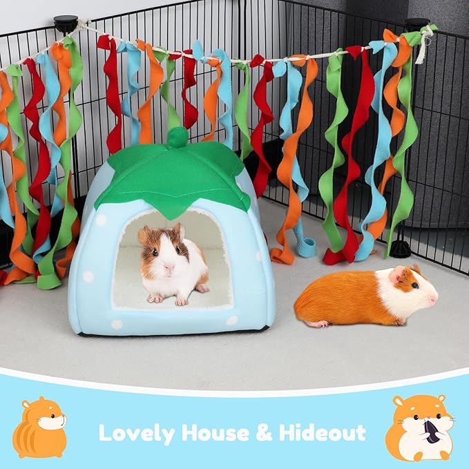 BWOGUE Guinea Pig House Bed Cozy Hamster Cave Large Hideout for Dwarf Rabbits Hedgehog Bearded Dragon Winter Nest Hamster Cage Accessories-PawvioPets