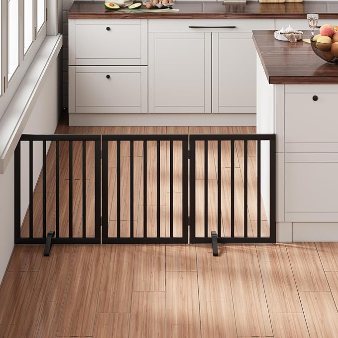 Black 18-55" Foldable Pet Gate for Stairs & Doorways, Puppy Gate Fence-PawvioPets