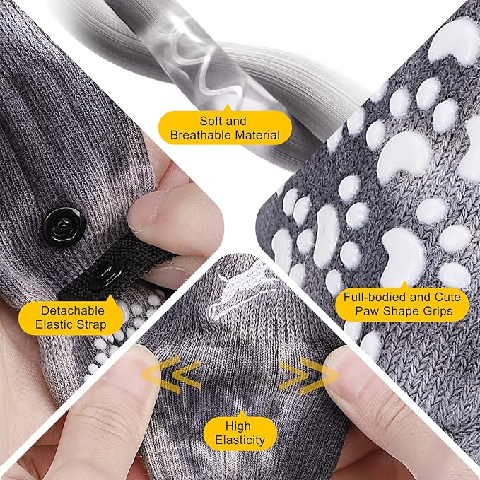 EXPAWLORER Anti Slip Dog Socks to Prevent Licking Paws, Dog Shoes for Hot Pavement, Dog Booties for Small Medium Large Senior Dogs, Traction Control Dog Boots & Paw Protectors for Hardwood Floors-PawvioPets