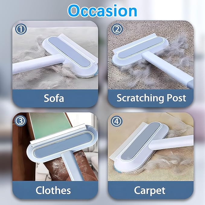 4 in 1 Pet Hair Removal Tool, Multifunctional Pet Hair Remover, Cat and Dog Hair Remover Brush Reusable with 23in Long Handle for Furniture, Couch, Carpet, Clothes-PawvioPets