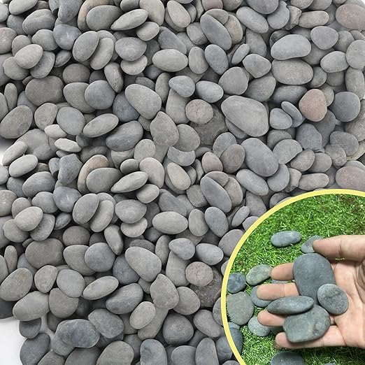 45LB River Rocks,Mexican Beach Pebbles for Plants,Potting,Garden Landscape Stone Paving Stone Grey 1Inch - 2Inch…-PawvioPets