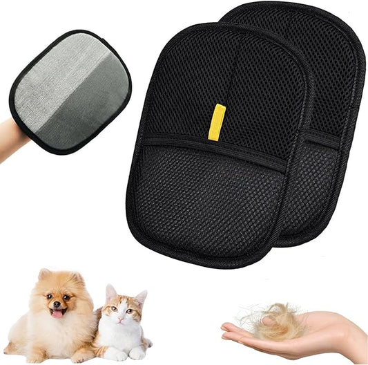 2 Pcs Pet Hair Removal Glove for Cats & Dogs, Pet Hair Remover Brushing Gloves, Reusable Pet Hair Remover Glove, Double-Sided for Couch, Clothing, Carpet, Car Seat-PawvioPets