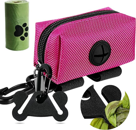 Dog Poop Bag Holder for Leash Attachment Dog Poop Bag Dispenser Dog Waste Bag Dispensers Dog Poop Bag Holders Fit Dog Leash Accessory With Hand Free Holder Carriers (Black) Pink-PawvioPets