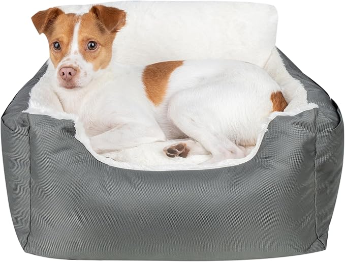 Best Pet Supplies Dog Pet Booster Seat, Dog Car Seats for Small Dogs & Medium Dogs, Soft Plush Cushion with Comfortable Bedding, Secure Straps, and Tall Pillow, Gray-PawvioPets