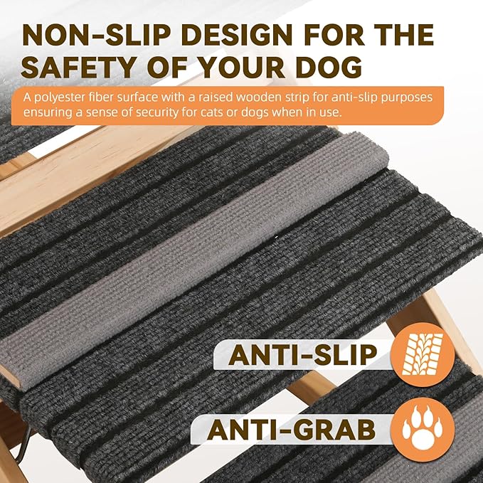 2-in-1 Dog Ramp and Dog Stairs Folding Ramp for Bed and Couch, Suitable for Small to Medium Dogs, Supports up to 150 Pounds-PawvioPets