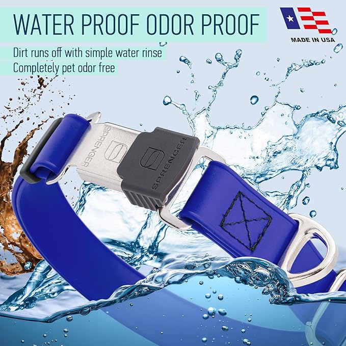 Dogline Biothane Waterproof Dog Collar with Herm Sprenger Stainless Steel Quick Release Buckle – Heavy Duty Tactical Durable Collar for Dogs – Comfortable and Safe Pet Collar W 3/4" L 12-19" Blueberry-PawvioPets