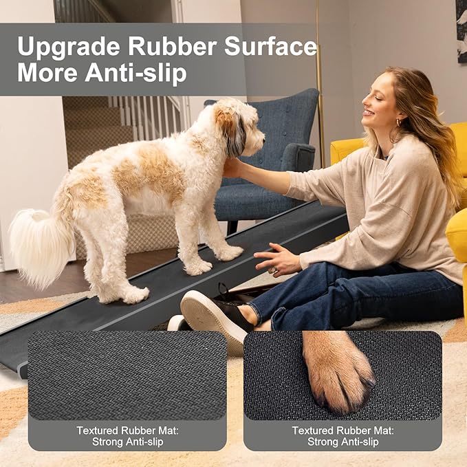 Aboron Antislip Folding Dog Ramp, Adjustable Pet Ramp for Bed/Couch/Car, Rubber Mat with High Traction, Great for Small & Large Old Dogs & Cats, Supports up to 200 lbs,63" Long-PawvioPets