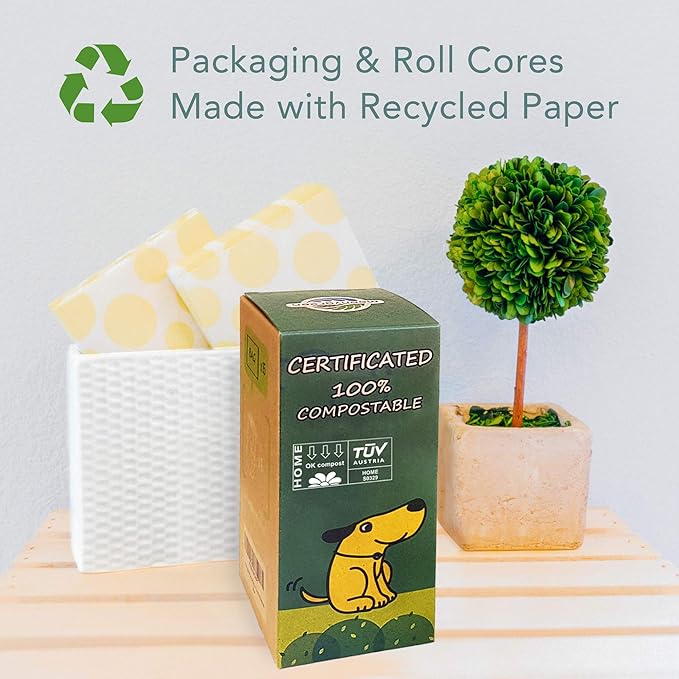 Compostable Dog Poop Bag Rolls, Doggie Poop Bags Refills, Eco-Friendly Pet Waste Bags, Vegetable-Based Unscented, Extra Thick, Leak Proof, Size 9 x 13 Inches, 360 count-PawvioPets