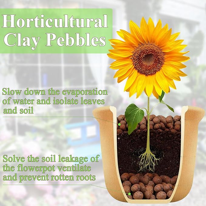 5 lbs Clay Pebbles for Plants, 8-12 mm Leca Clay Balls for Indoor Plants, Orchid Potting Mixes, Hydroponic Growing, Aquaponics, Potted Top Dressing and Drainage-PawvioPets