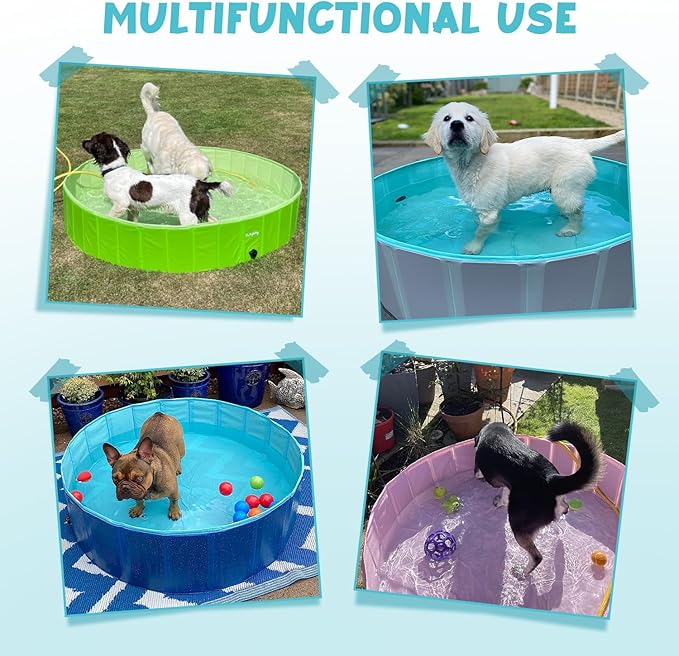 Furrybaby Foldable Dog Pool, Small Dog Swimming Pool for Dogs, Collapsible Hard Plastic Doggie Pool, Portable Bath Tub for Pets Dogs and Cats, Navy 32''-PawvioPets
