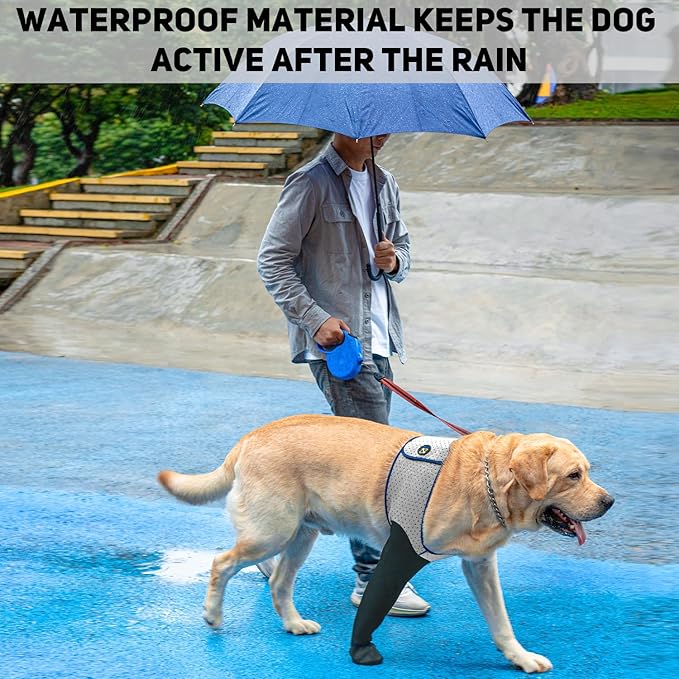 COODEO Dog Socks to Prevent Licking Paws, Healing Boots & Paw Protectors with Non-Slip Bottoms for Wound Protection, Waterproof Sleeve Shoes for Licking（Grey，XL_Right-PawvioPets