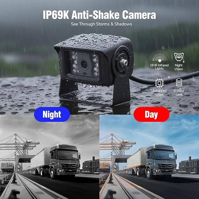 7-inch AHD1080P Wired RV Backup Camera System, IP69k Waterproof IR Night Vision Reversing Camera, Vibration-Proof 20G for Trailer/Tractors/Truck/Excavator/Caravan/Skid Steer/Heavy Equipment-PawvioPets