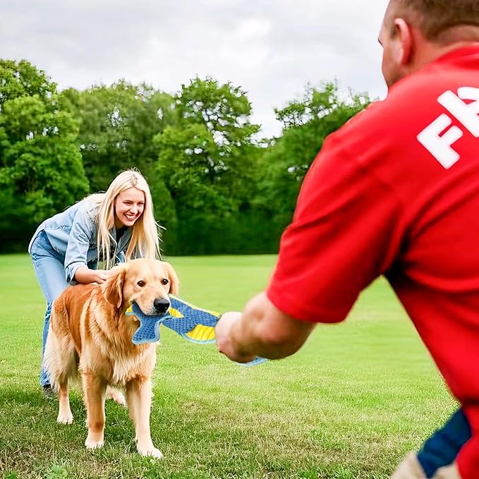 Dog Toy Squeaky Aggressive Durable Dog Toys for Dogs Chew No-Stuffed Dog Toy Interactive Hours of Fun Keep pups Busy -Green Shark,Bubble-Pressed Ultra-Soft Fabric-PawvioPets