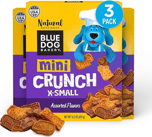 Blue Dog Bakery Natural Dog Treats, Mini Crunch, Assorted Flavors, 16.2oz, 3 Count-PawvioPets