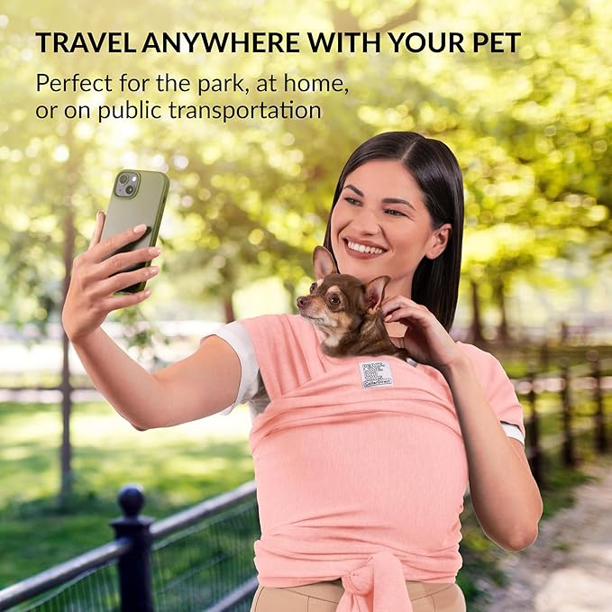 Dog Sling Carrier for Small Dogs - Anti-Anxiety Cat Sling, Puppy Pouch - Pet Sling in Gray Black Blue Green Pink Yellow (Pink, Standard)-PawvioPets