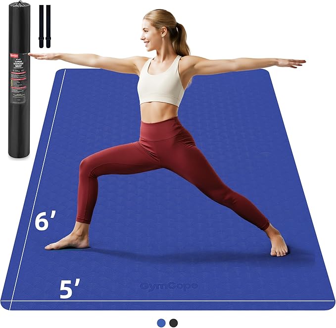 Extra Large Yoga Mat - 72"x35", 72"x48", 78"x57" - Wide TPE Exercise Mat for Home, Stretching, Couples & Family Workouts - 6-12mm Thick, Non-Slip & Waterproof - with Carry Bag and Straps-PawvioPets