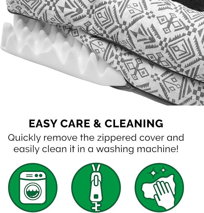 Furhaven Orthopedic Dog Bed for Large/Medium Dogs w/ Removable Bolsters & Washable Cover, For Dogs Up to 55 lbs - Plush & Southwest Kilim Woven Decor Sofa - Boulder Gray, Large-PawvioPets