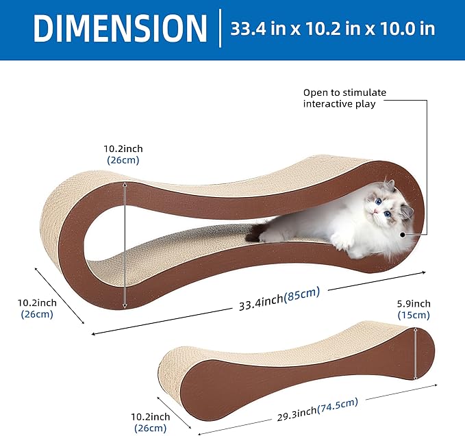 2 in 1 Cat Scratcher Cardboard, Cat Scratching Board Furniture Protector, Cat Scratching Post, Cat Beds for Indoor Cats, Infinity Shape, X-Large-PawvioPets