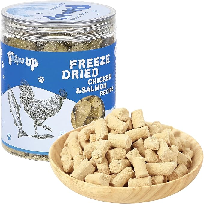 Freeze Dried Raw Dog Food, Chicken & Salmon Recipe Dog Food Topper, High Protein, Rawhide Free, Gluten&Grain Free for Dogs, Cats, 5.3oz-PawvioPets