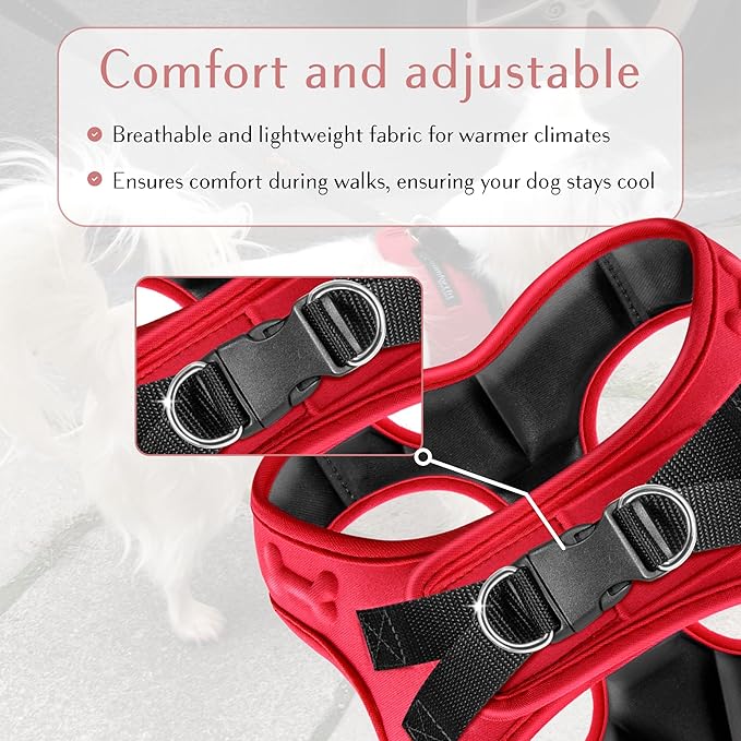 Comfort fit Step-in Dog & Puppy Harness - Comfortable All Weather Dog Vest Harness: Adjustable, Soft Padded, Easy to Put-on for Small, Medium-Sized Dogs.-PawvioPets